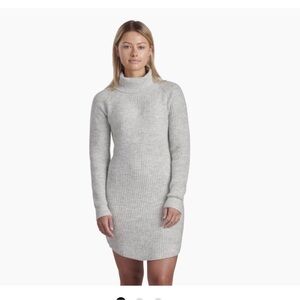 Kuhl Sienna Gray Cowlneck Waffle Knit Sweater Dress Size Medium